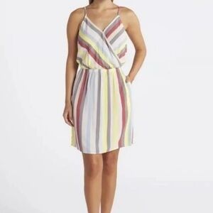 Market and Spruce Striped Mini Dress in Yellow, Gray, and White NWT size Large